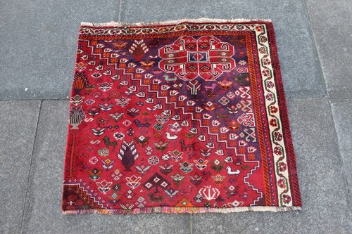 Tapis vintage rouge - rouge, laine