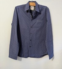 Chemise bleue à pois coton