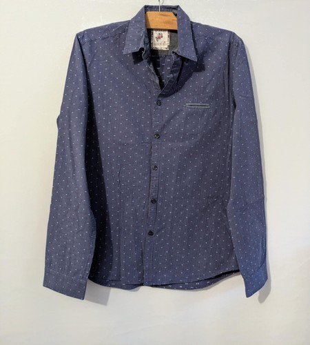 Chemise bleue pois coton - chemise,