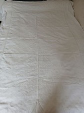Couvre lit ancien coton blanc au crochet - Franges latérales