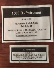 Etiquettes caisse munition  patronen WW2 ALL copie lot de 2