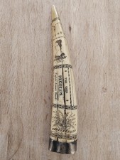 Scrimshaw Tusk 15 Inch The Ship Regulus, Captain James Hoad Resin Reproduction