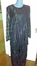 Vintage 2 Piece Black Formal Wear Blouse and Skirt Size Small