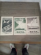 lot de 3 affiches sur compagnie bateaux sgtm datant de 1937 dim env 30x40 cm3