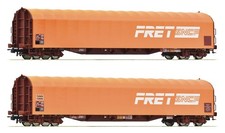 Roco 6600161 Set 2 Wagons Avec Bâche Coulissante Orange Type Rilns Fret SNCF