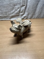 Ancienne Tirelire En Fonte Cochon Volant 