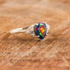 10K Blanc Solide Or Opale