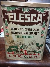 Grande Boîte tôle Publicitaire Factice Chocolat Elesca Sacha Guitry Clown 1915