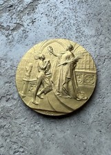 Medaille Ancienne Bronze doré Expo Universelle 1910 Bruxelles par G Devreese