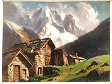 tableau peinture de montagne par Marcel Wibault Chamonix