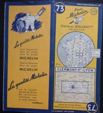 § carte MICHELIN 73 CLERMONT FERRAND - LYON - 1952