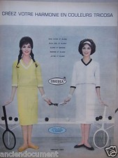 PUBLICITÉ 1959 TRICOSA MÉLANGE FIL D'ÉCOSSE ET FIBRANNE - CARITA - ADVERTISING
