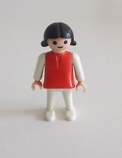 PLAYMOBIL (3208) ENFANT VINTAGE - Fille Pull Rouge & Blanc Pantalon Blanc