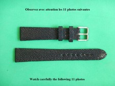 17 mm ROYAL BRACELET GALUCHAT VÉRITABLE NOIR POLI INSOLITE GRAIN HORS DU COMMUN