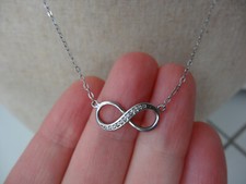 Collier argent poinçonné 925 Cristaux zircon Pendentif Infini Bijouterie Cléor