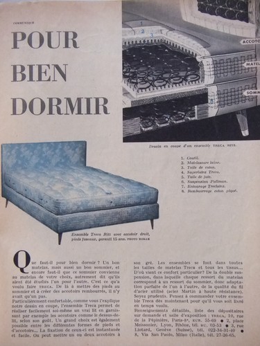 Publicité 1958 tréca matelas - publicitÉ,