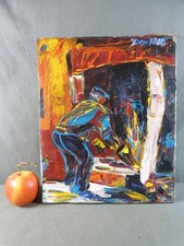 Tableau contemporain Huile sur toile signé BARDY FLOR, "La cheminée"