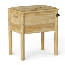 Glacière de Terrasse en Bois Glacière d'Extérieur 51L avec 3 Poignées et Décaps