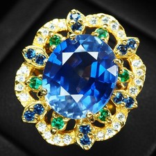 Anneaux de Noël classiques en argent sterling 925 saphir bleu vif 8,50 ct...