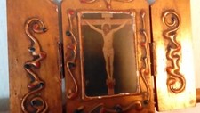 ICONE MURAL CHRIST TABERNACLE AUTEL BOIS DORE ANCIEN