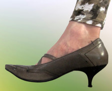 Escarpins cuir beige/kaki