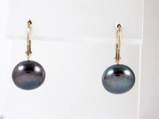 14k Yellow Gold Button Black