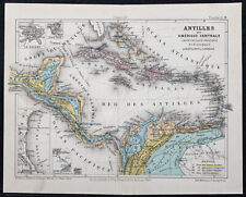 1874 - Carte des Antilles et Amérique Centrale - Levasseur et Périgot