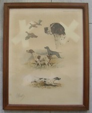 Lithographie Boris Riab Riabouchine (1898-1975) étude de chien de chasse