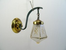 ANCIENNE APPLIQUE MURALE LANTERNE LAMPE VINTAGE ABAT JOUR VERRE LAMP WALL LIGHT