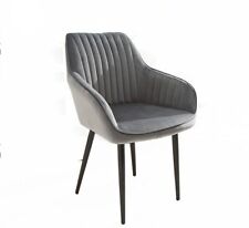 Chaise En Velours Gris Pieds Noirs Chaises De Salle À Manger Fauteuil Rembourré