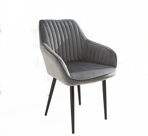 Chaise velours gris pieds - en,
