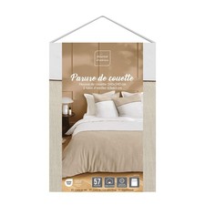 Housse de couette 260x240 cm + taies - 57 fils - Coton tissé - Naturel