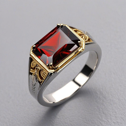 Bague homme vintage - , grenat
