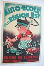 AFFICHE ANCIENNE 1930 VINCENNES AUTO ECOLE JOUET RENAULT NN KZ KJ MT (CITROEN)