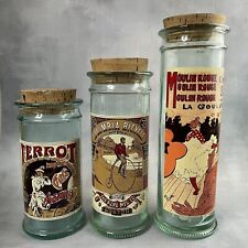 Trio bocal pot en verre cuisine publicité ancienne Terrot Columbia Moulin Rouge