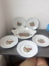 Ancien Service  Plat À Paella En Porcelaine France  Avec 5 Assiettes