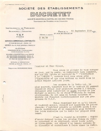 1935 etab ducretet a - ,