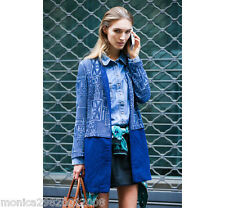 Zara Jacquard Jeans Aztèque Manteau Taille S