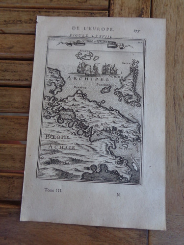 Gravure carte îles - , skyros