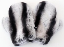 Gants En Fourrure Rex Chinchilla D'Optique D'Hiver Mode Gris Noir