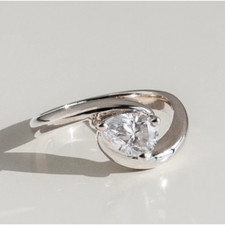 Bague de mariage diamant taillé poire IGI Lab Grown 1,00 ct PT950 platine E F VS