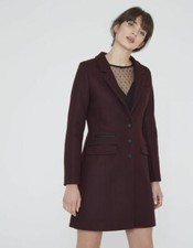 Manteau laine mi long neuf IKKS valeur 295€ ! T 44 couleur prune