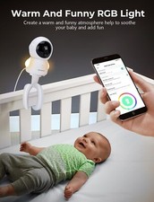 Babyphone Caméra avec Support, Détection des Pleurs, Réel 2K Caméra bébé Surveil