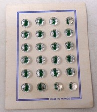 Lot 24 Boutons anciens en verre émaillé plaquette d'origine - Mercerie vintage
