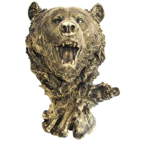 Statue tête ours - en, résine