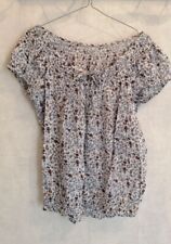 Blouse blanche et bleue à fleurs T38 Coton (2208143) 