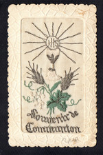CARTE BRODEE - Souvenir de Communion - Embroidered Card