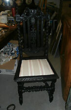 CHAISE ANCIENNE RESTAUREE & RELOOKEE NOIR MAT