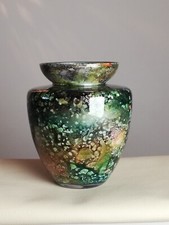 Vase en verre peint de