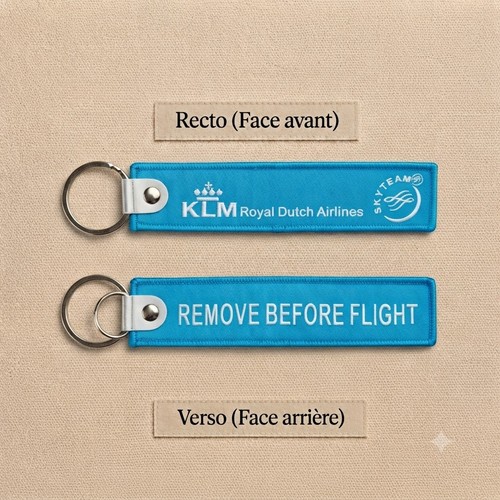 Porte clé brodé avion flamme - clé,